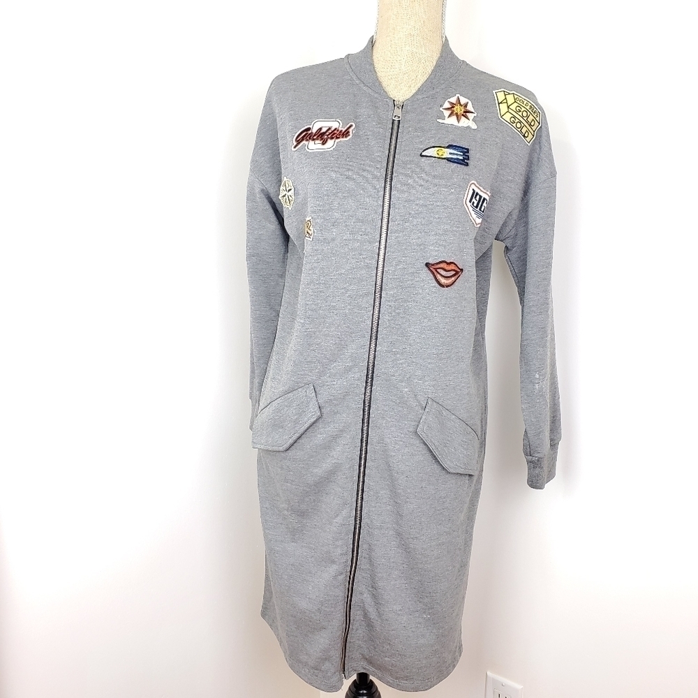 WIYA zip up sweater gray size small 100% coton